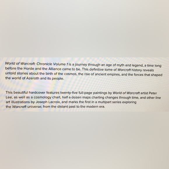 World Of Warcraft Chronicle Volume 1 - By Blizzard Entertainment - Hardcover - Picture 14 of 14